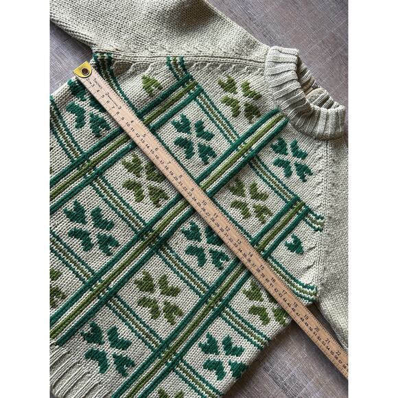 Vintage Tarni Fair Isle Nordic Wool Sweater Womens 38 Green Ski Alpine Mock Neck - Picture 11 of 15